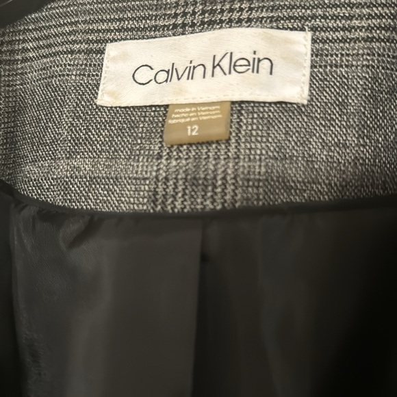 CALVIN KLEIN grey plaid ladies classic two button blazer -Sz.12 like new - Picture 5 of 9